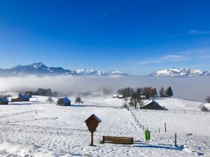 From above Ubersaxen, a heavenly winter wonderland